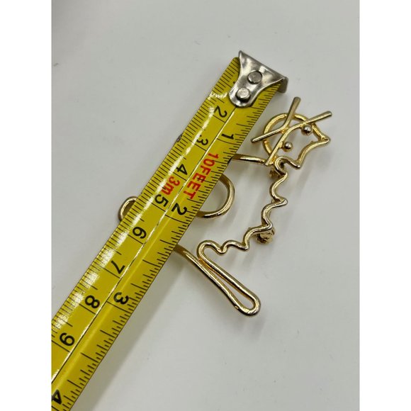 Vintage Spooky Cat Pin Brooch Gold Tone Outline Animal Figural Costume Jewelry - Picture 5 of 5